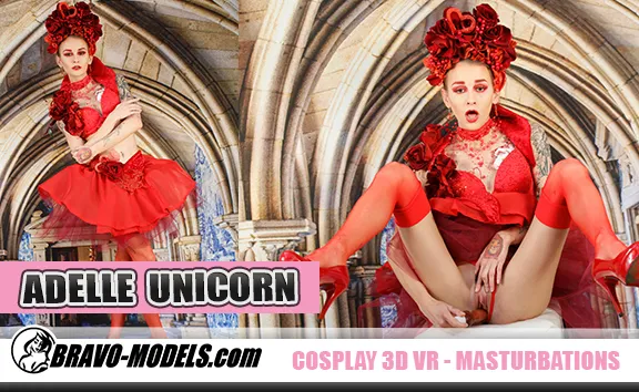 Adele Unicorn's Red Head Solo Fingering Session in Stockings and High Heels [VR, 180°, HD]