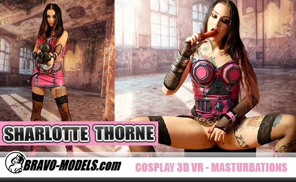 Sharlotte Thorne's Solo Masturbation with Dildo and Stockings