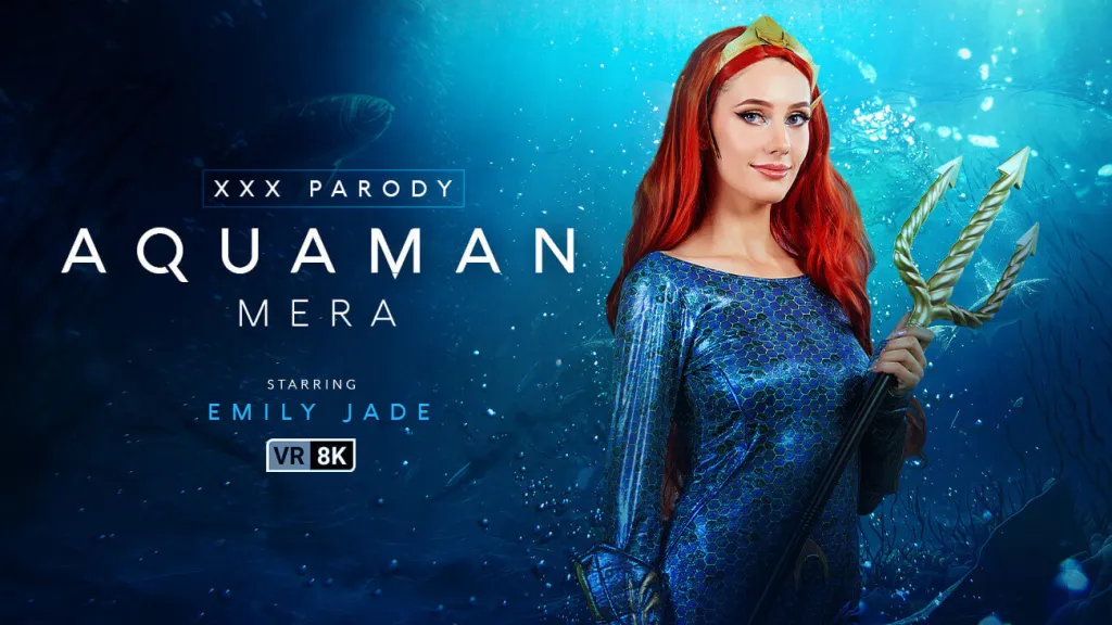 Emily Jade as Mera in Aquaman VR Cosplay Porn: Red Head Princess & Deep Throat Blowjob (HD)