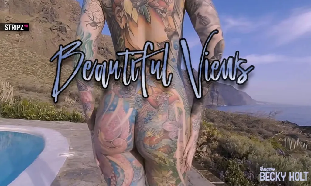 British MILF Becky Holt's Outdoor 180° Tattooed Striptease in 60 FPS 3D