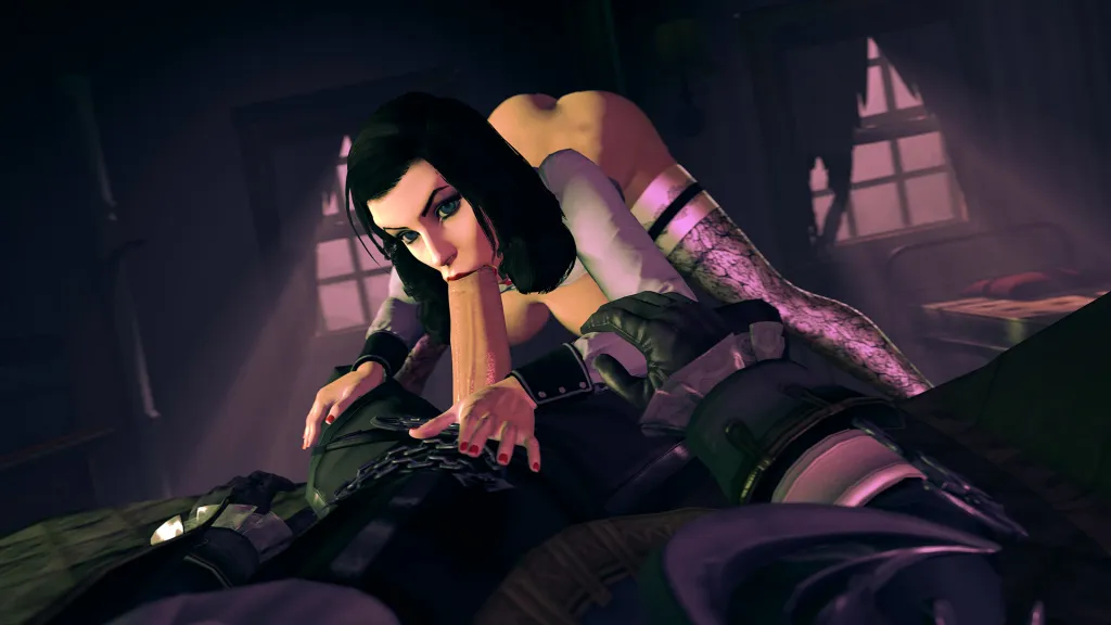Elizabeth Comstock's POV Deep Throat Blowjob in VR Animation