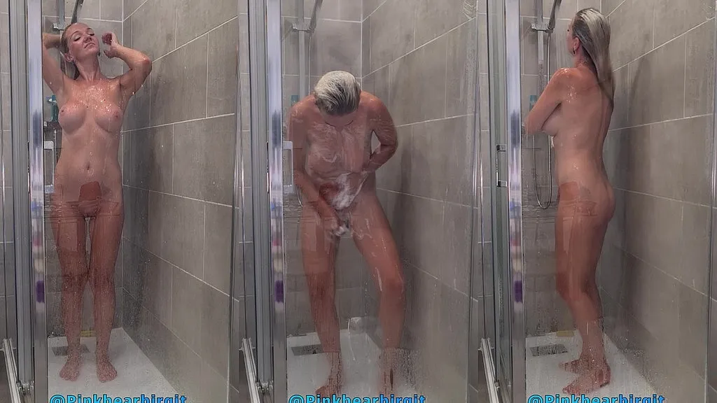 Blonde MILF and Two Amateur Girls: Shower Scene with Small Butt Plugs
