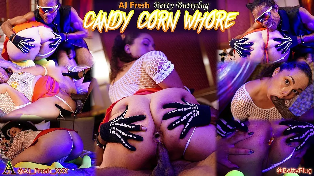HD: Aj Fresh Xxx & Butt Plug Betty - Interracial Halloween Anal Creampie