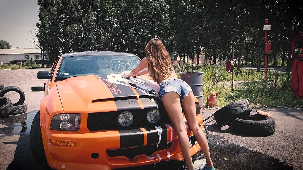 Baby Nicols' Solo Outdoor Car Wash - Big Booty, Natural Tits