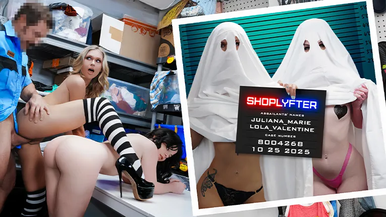 Juliana Marie and Lola Valentine's Sloppy Blowjobs in Costumes