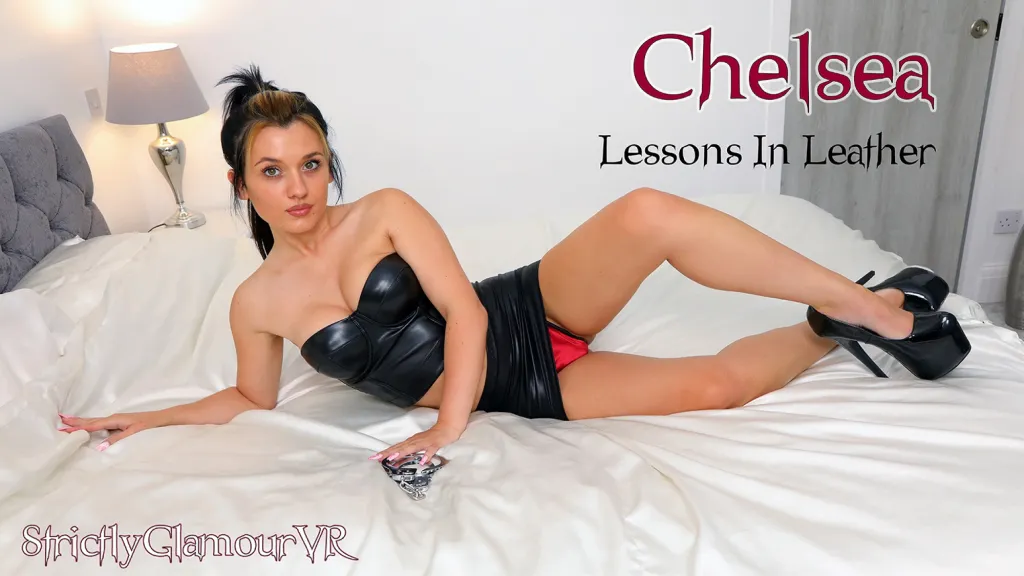 Chelsea Chamberlain's Solo Brunette Striptease in HD - Leather & Handcuffs