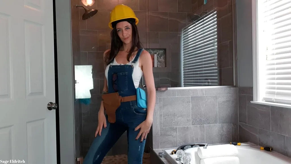 SageEldritch: Brunette Construction Worker in Pissing & Wet Jeans Scene