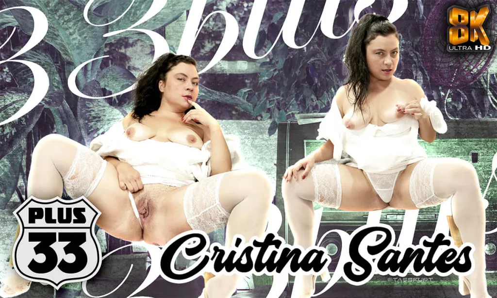 MILF Christina Santes - Big Ass Brunette Fingering & Masturbating in Stockings