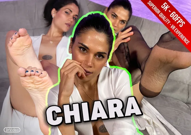 Chiara, [Performer 2], [Performer 3]: Brunette Babe in Fishnet Stockings - Solo Tease Session