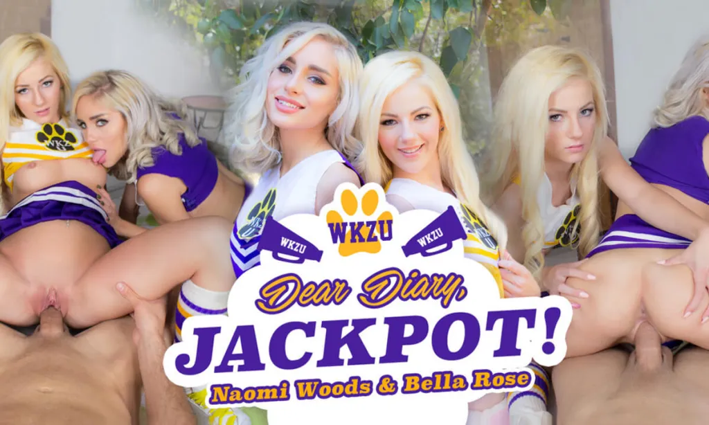 Naomi Woods and Bella Elise Rose in a Suspenseful VR Threesome - Cowgirl, Facial, Shaved Pussy (60 FPS, 4K)
