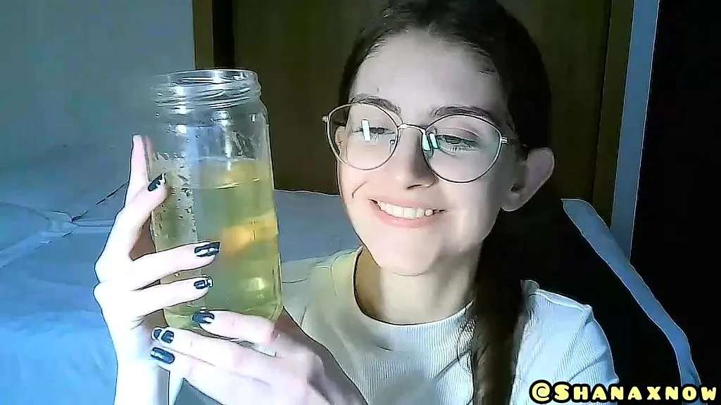Brunette, Latina, and Student: Amateur Pissing in Glasses - HD