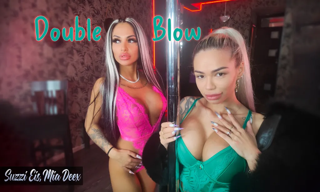 Mia Deex, Suzzi Eis - Brunette & Blonde Threesome with Stockings and Big Boobs - HD POV Video