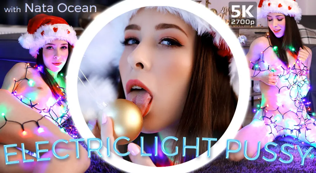 Nata Ocean's Christmas Masturbation Solo: Fingering with Electric Garland