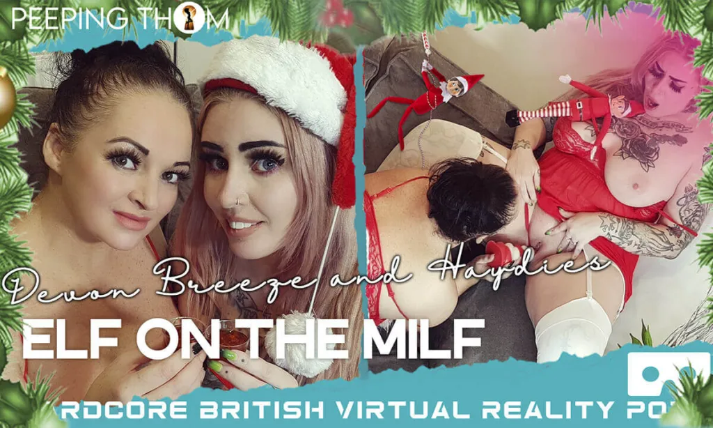 MILFs Devon Breeze and Haydies - Christmas Pussy Licking in 180° VR (Male-heterosexual)