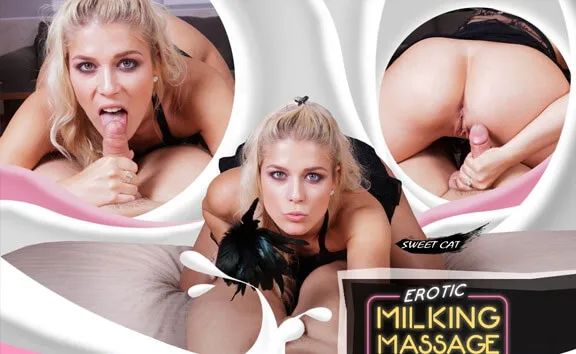 Sweet Cat's Unique Massage: Blonde Masseuse Gives Prostate Milking Blowjob