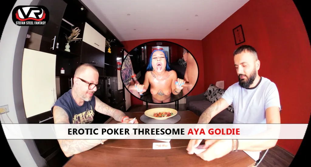 Aya Goldie's Three-way Poker Game: Virtual Reality Threesome with Fingering and Doggystyle