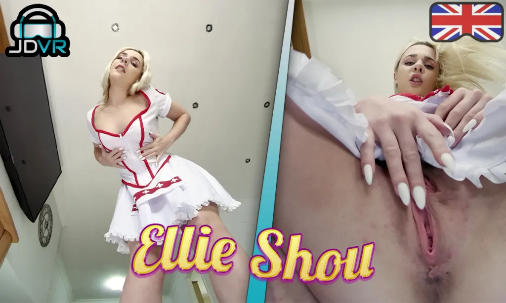 Solo Masturbation with Ellie Shou - Blonde Nurse Fingering & Teasing in HD
