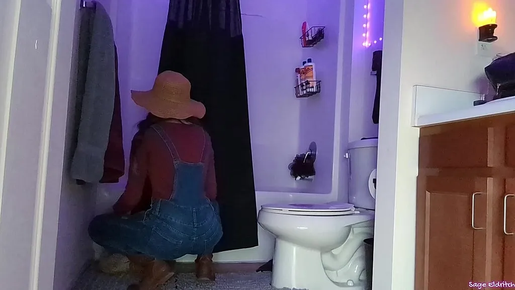 Sage Eldritch's Bathroom Relief in Overalls - HD Solo Pissing Video