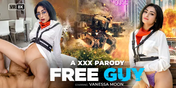 Vanessa Moon's VR Sex Adventure: Free Guy Parody - Brunette Virtual Bangalee