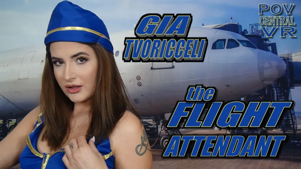 Gia Tvoricceli's Horny Flight Attendant POV Blowjob & Cum Swallowing in VR