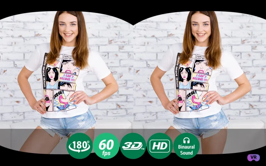 Arya Stark's Solo Striptease in VR - Brunette Teen Exposes Small Tits