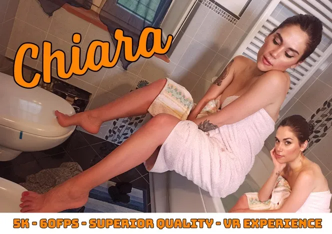 Brunette Bombshell Chiara's Sensual Bath in Stockings and Heels