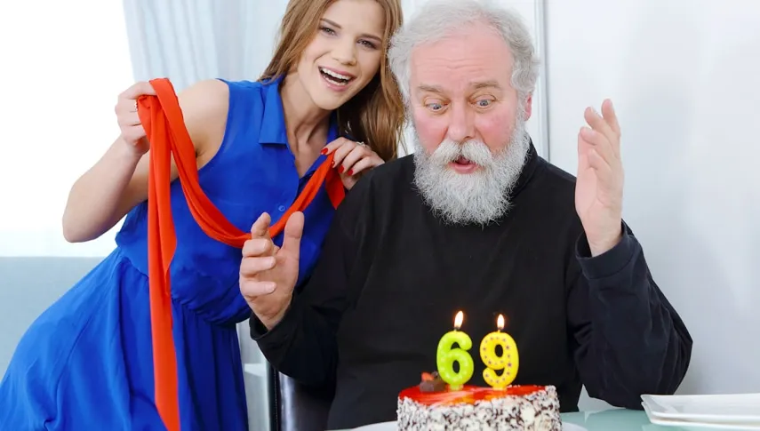 Sarah Kay: 69-Year-Old's Birthday Blowjob & Doggy Style