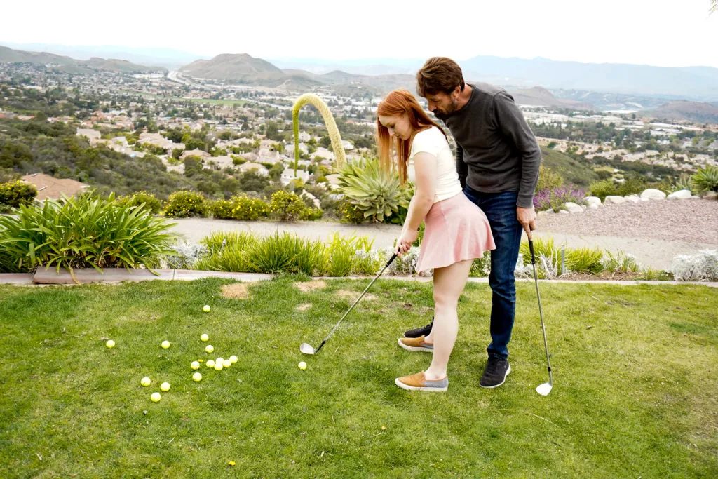 Cleo Clementine & Steve Holmes: Hole In One - Redhead Teen's Outdoor Deepthroat Lesson