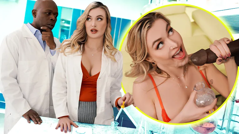 Natalia Starr's Interracial Lab Experiment: Intense Blowjob, Doggystyle, and Facial Scene