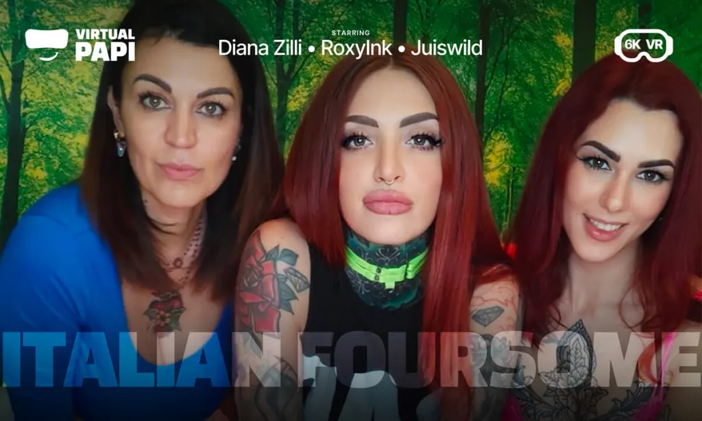 Diana Zilli, RoxyInk, Juiswild in 180° VR Cow Girl & Cum Swap (MILF, Big Boobs, Shaved Pussy)