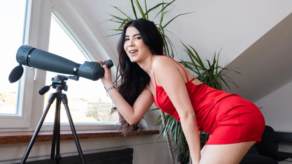 Lady Dee's Red Dress Bend Over POV - HD Brunette Blowjob & Ass View