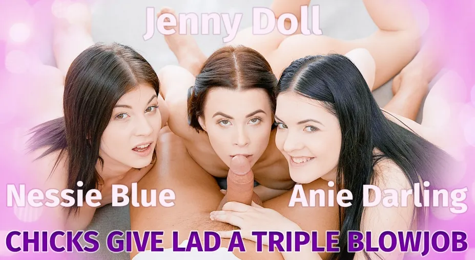 Anie Darling, Nessie Blue, and Jenny Doll: 3-Way Anniversary Surprise (Brunette Belles Fulfill Wildest Desire)