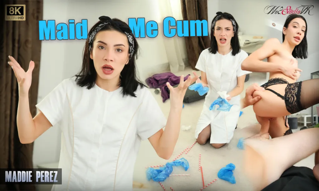 Maddie Perez and Poison in Brunette Stockings & Tattoos - Doggy Style, Cow Girl, Reverse Cow Girl (POV, 60 FPS, 180° VR)