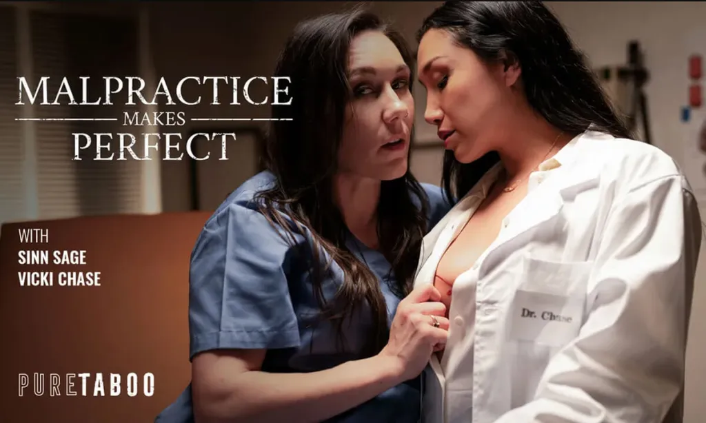 Vicki Chase and Sinn Sage: Unethical Doctor-Nurse Lesbian Scene in 4K