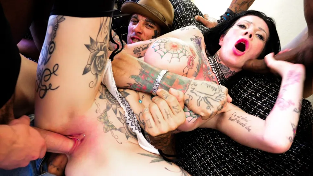 Megan Inky's 4-On-1 Interracial DP Gangbang: Charlie Dean, Dylan Brown, Oscar Batty