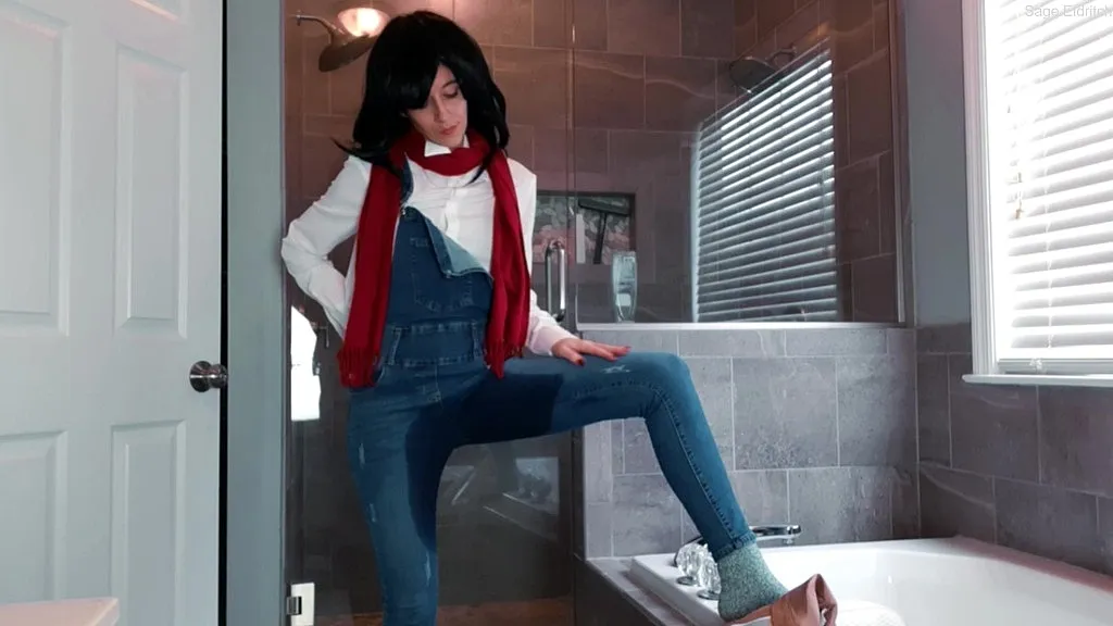 Mikasa Ackerman (Attack on Titan) - Cosplay Pissing Scene with Wet Jeans and Panties