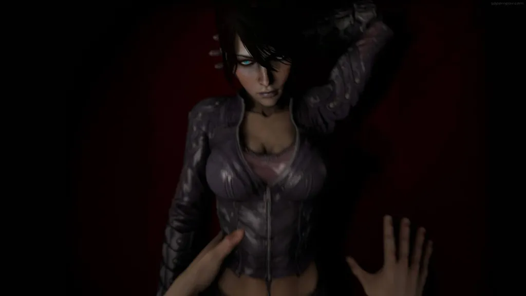 Morrigan in Leather Missionary VR Video - Binaural Sound and HD 180° Experience