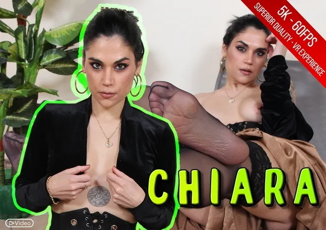 Brunette Chiara's Sensual Solo in Black Stockings - HD Foot Fetish (VR, 180degrees)