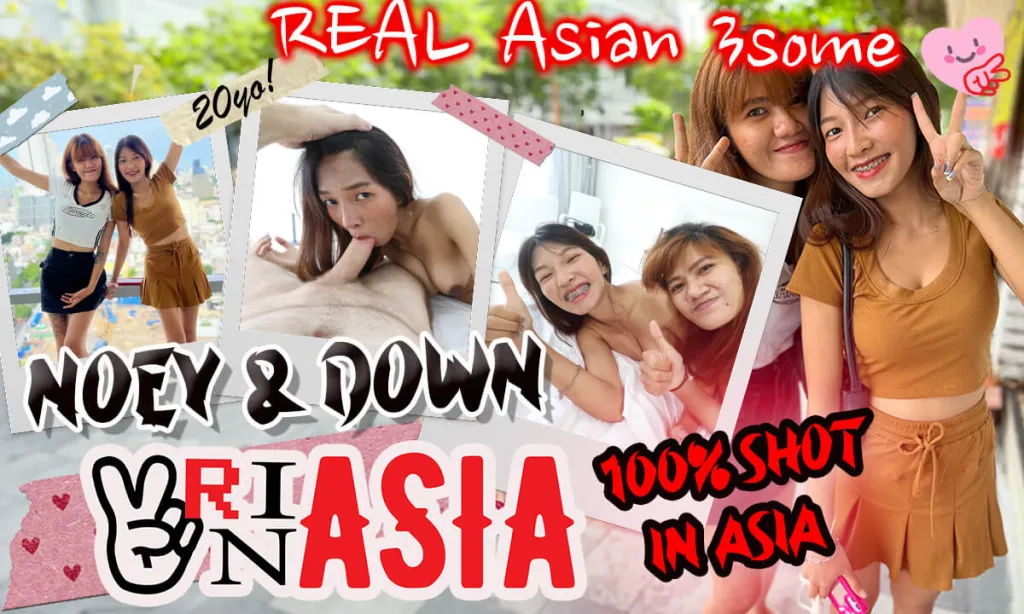Noey VRinASIA and Down VRinASIA: Interracial Threesome with Surprise BJ (POV, VR 180°, 60 FPS)