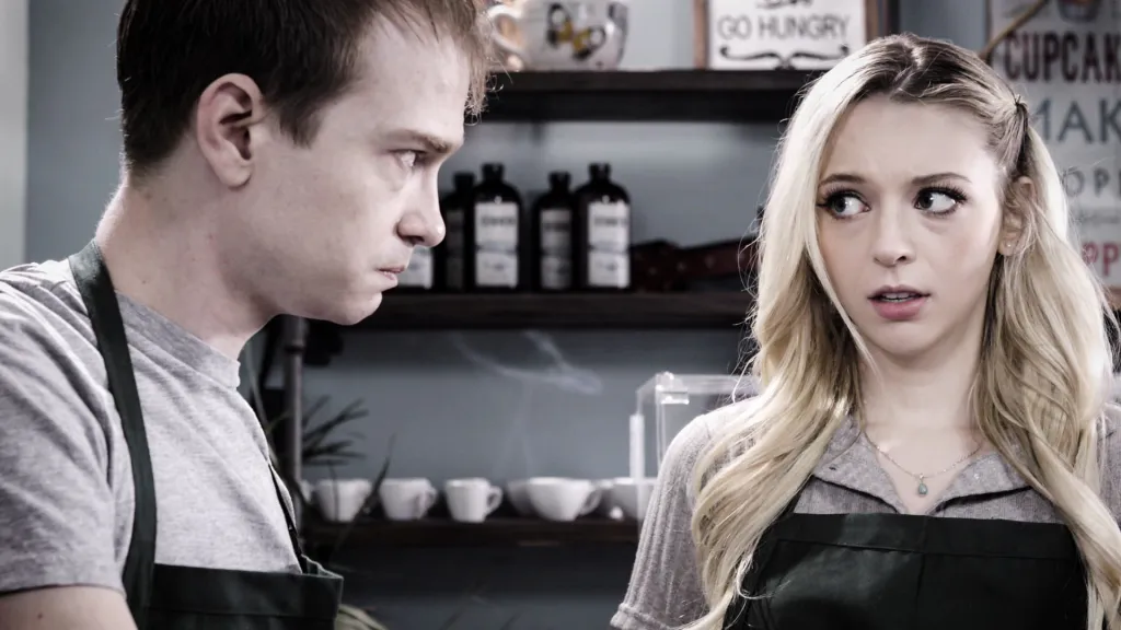 Lily Larimar & Alex Jett: Cafe Blowjob - Rimming, Fingering, Deep Throat (HD)