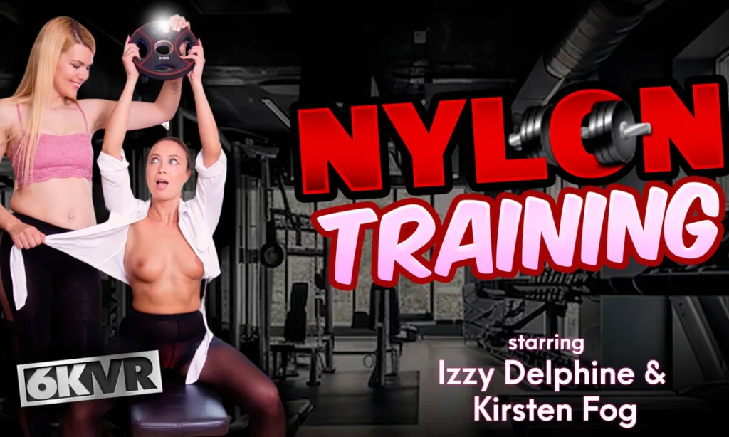 Jenny Anne & Kirsten Fog: Lesbian Gym Workout in 180° 60FPS Pantyhose Video