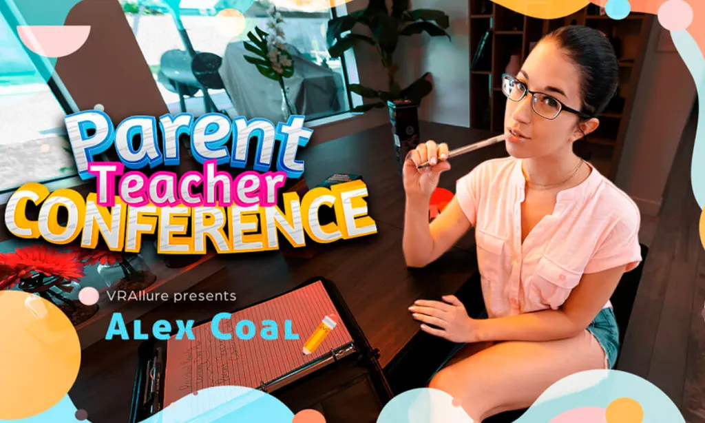 Alex Coal: 180° Brunette Tutor in 4K VR with Close-ups
