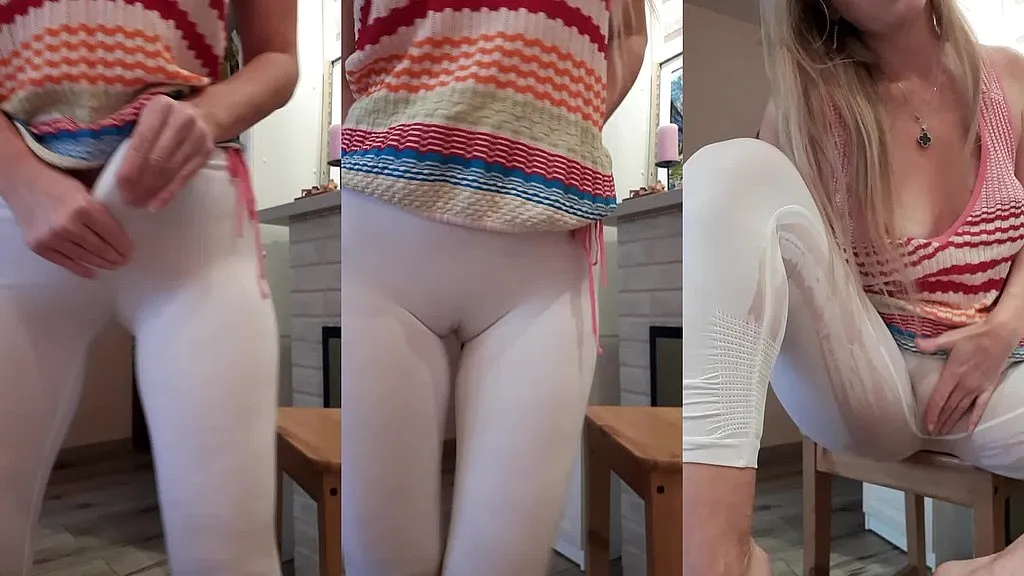 Penelopa3: Blonde Wets Herself in White Leggings (HD)