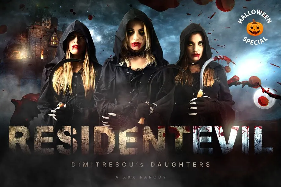 Dimitrescu Daughters: Silvia Dellai, Eveline Dellai, Lilly Bella - 180° VR Cosplay Blowbang Parody
