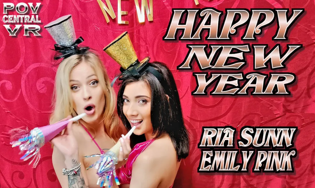 Emily Pink and Ria Sunn's New Year's Eve POV Sex: Cowgirl, Reverse Cowgirl, Cumswapping
