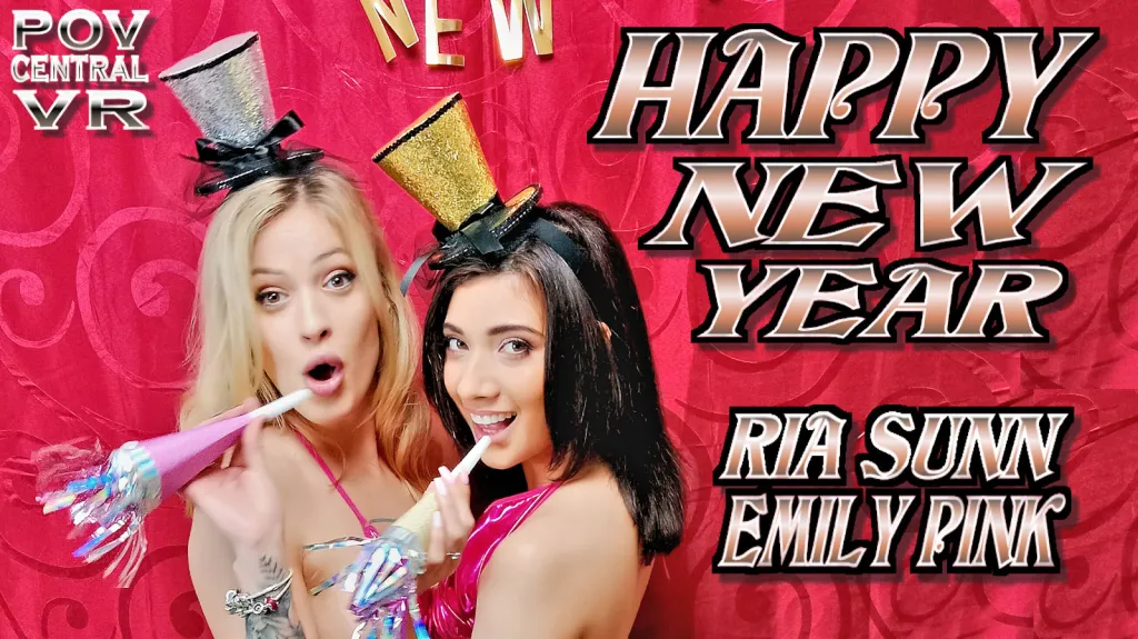 Emily Pink and Ria Sunn's New Year's Threesome POV - HD Video