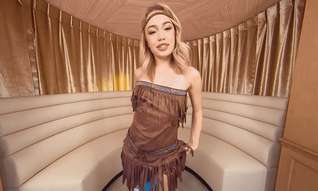 Rika Fane's Blonde 180° 3D Solo Performance (60 FPS, Shaved Pussy)