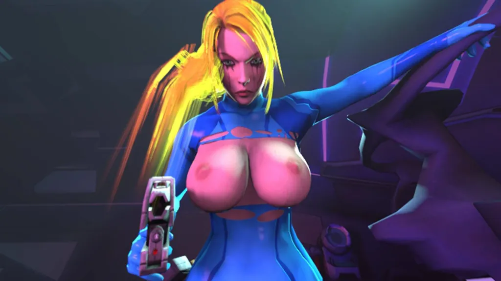 Samus Aran in VR Cow Girl Scene - Binaural Sound & 180° HD 3D Animation