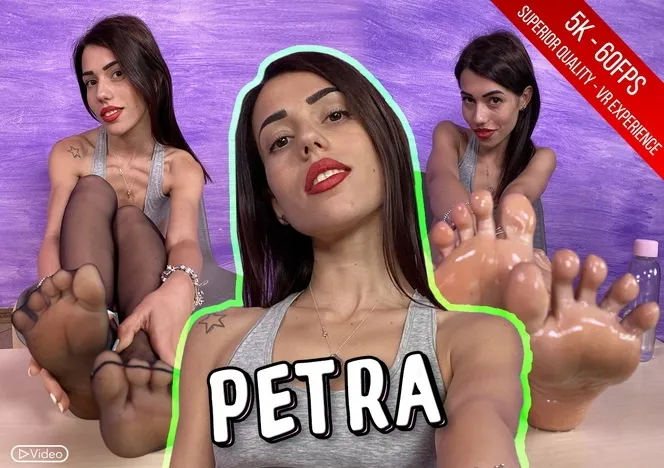Petra's Brunette Foot Fetish in Stockings - Solo Performance (HD)