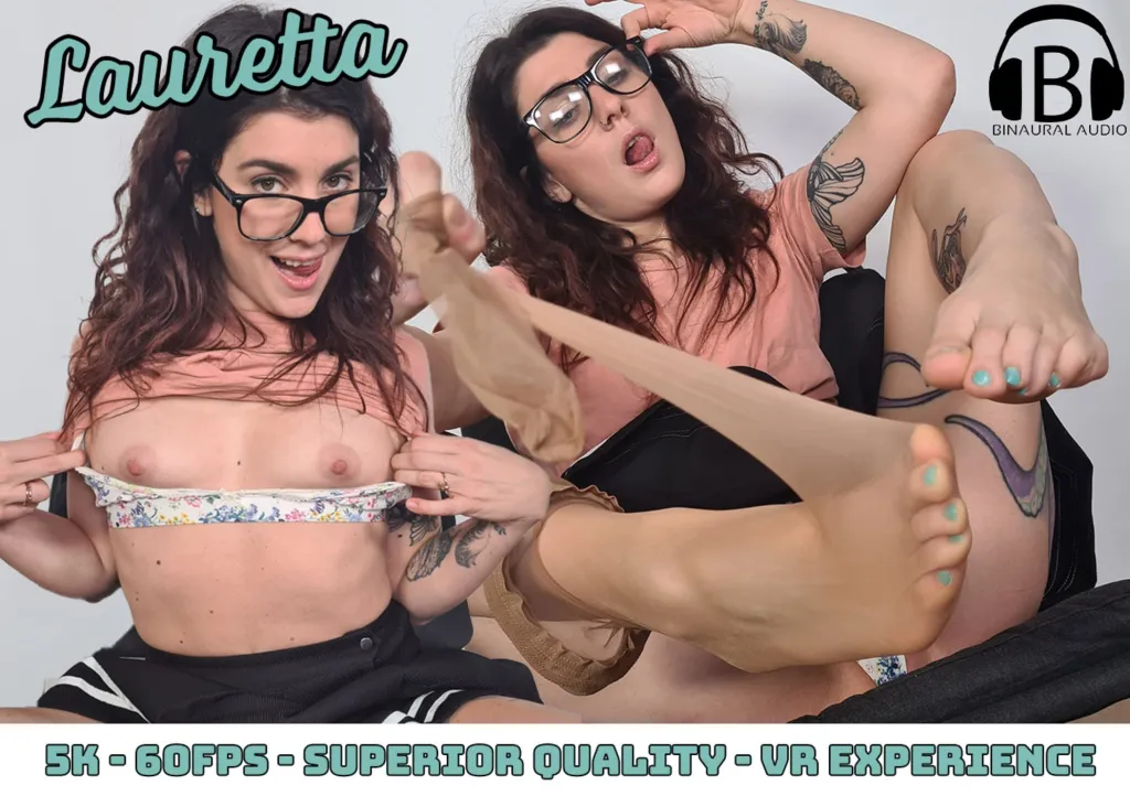Lauretta's Hot Schoolgirl Solo - Nude Stockings, Red Hair, Fingering